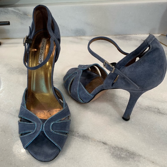 Sz 10 Charles David blue Suede Heels - Picture 1 of 7